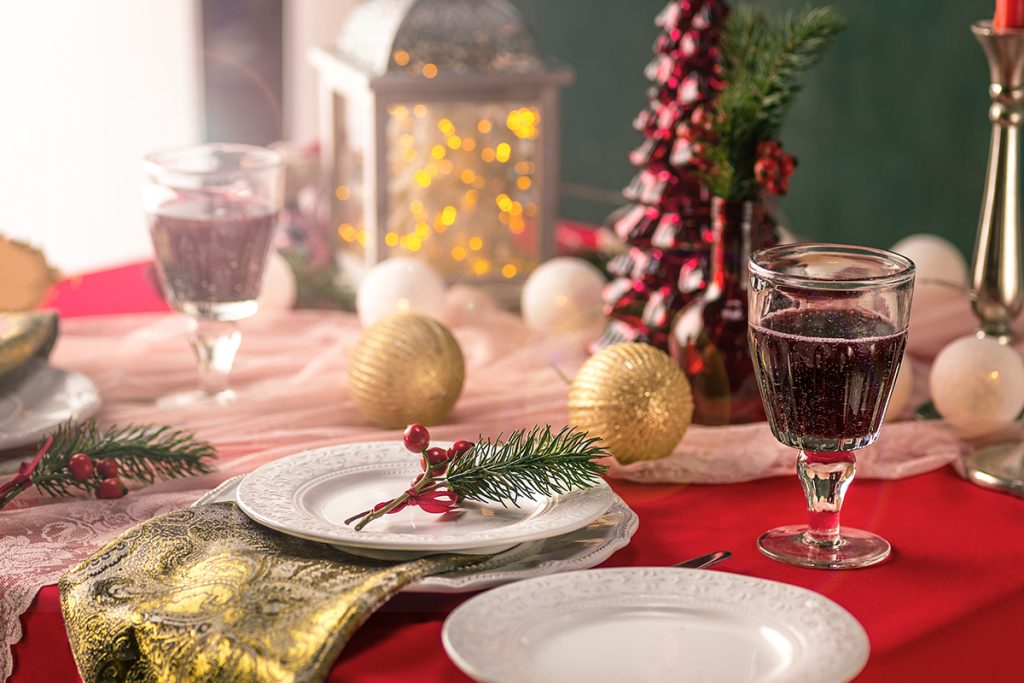 decoración de mesa en Navidad